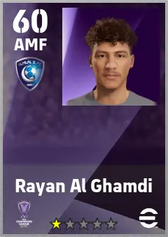 Rayan Al Ghamdi eFootball 2026 player card — 60 OVR AMF