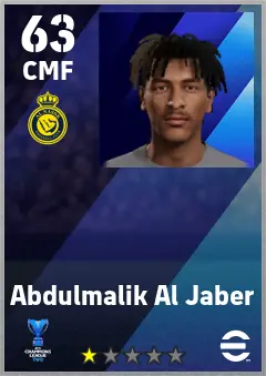 Abdulmalik Al Jaber eFootball 2026 player card — 63 OVR CMF