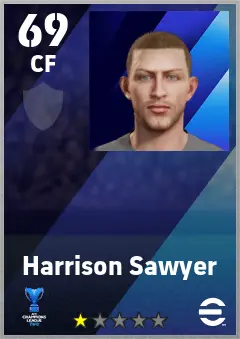 Harrison Sawyer eFootball 2026 player card — 69 OVR CF
