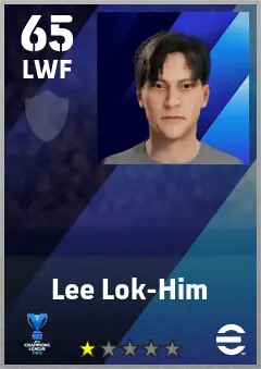 Lee Lok-Him eFootball 2026 player card — 65 OVR LWF