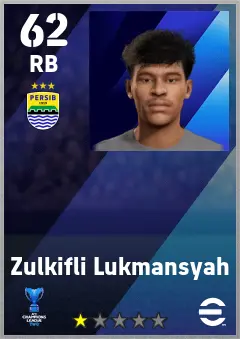 Zulkifli Lukmansyah eFootball 2026 player card — 62 OVR RB