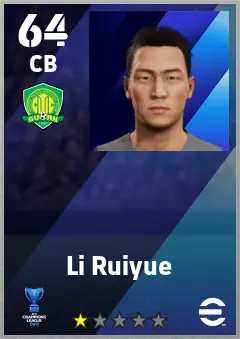 Li Ruiyue eFootball 2026 player card — 64 OVR CB