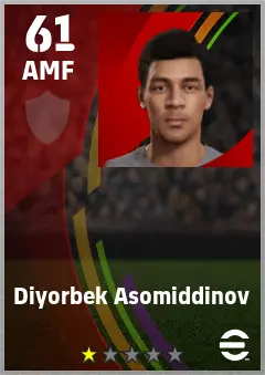 Diyorbek Asomiddinov eFootball 2026 player card — 61 OVR AMF