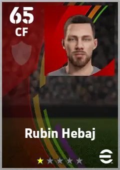 Rubin Hebaj eFootball 2026 player card — 65 OVR CF