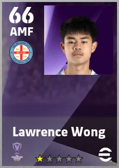 Lawrence Wong eFootball 2026 player card — 66 OVR AMF