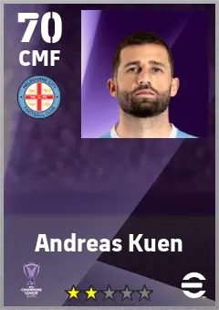 Andreas Kuen eFootball 2026 player card — 70 OVR CMF