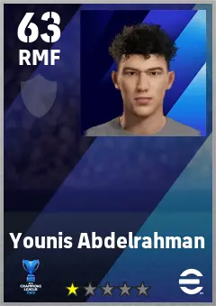 Younis Abdelrahman eFootball 2026 player card — 63 OVR RMF