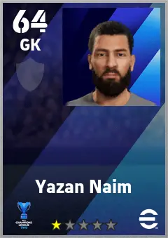 Yazan Naim eFootball 2026 player card — 64 OVR GK