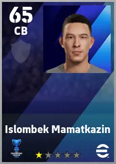 Islombek Mamatkazin eFootball 2026 player card — 65 OVR CB