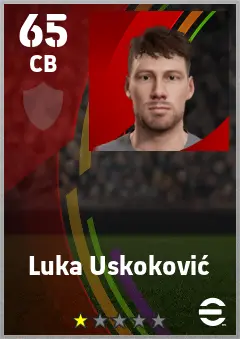 Luka Uskokovic eFootball 2026 player card — 65 OVR CB