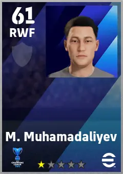 M. Muhamadaliyev eFootball 2026 player card — 61 OVR RWF
