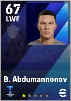B. Abdumannonov eFootball 2026 player card — 67 OVR LWF