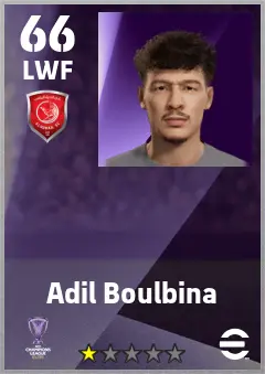 Adil Boulbina eFootball 2026 player card — 66 OVR LWF