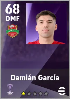 Damian Garcia eFootball 2026 player card — 68 OVR DMF