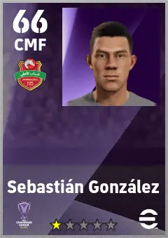 Sebastian Gonzalez eFootball 2026 player card — 66 OVR CMF
