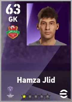 Hamza Jlid eFootball 2026 player card — 63 OVR GK