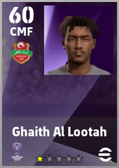 Ghaith Al Lootah eFootball 2026 player card — 60 OVR CMF
