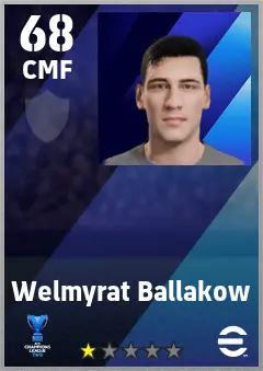 Welmyrat Ballakow eFootball 2026 player card — 68 OVR CMF