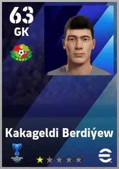 Kakageldi Berdiyew eFootball 2026 player card — 63 OVR GK