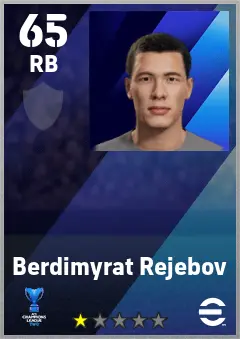 Berdimyrat Rejebov eFootball 2026 player card — 65 OVR RB