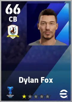 Dylan Fox eFootball 2026 player card — 66 OVR CB