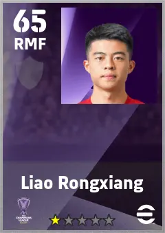 Liao Rongxiang eFootball 2026 player card — 65 OVR RMF