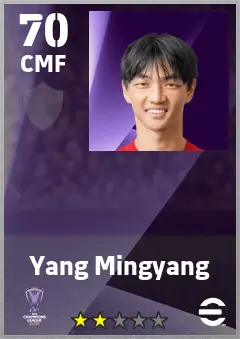 Yang Mingyang eFootball 2026 player card — 70 OVR CMF