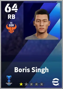 Boris Singh eFootball 2026 player card — 64 OVR RB