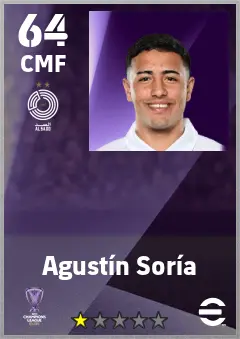Agustin Soria eFootball 2026 player card — 64 OVR CMF