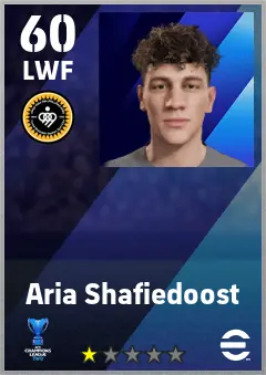 Aria Shafiedoost eFootball 2026 player card — 60 OVR LWF
