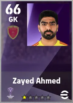 Zayed Ahmed eFootball 2026 player card — 66 OVR GK