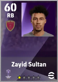 Zayid Sultan eFootball 2026 player card — 60 OVR RB
