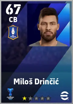Milos Drincic eFootball 2026 player card — 67 OVR CB