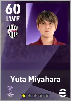 Yuta Miyahara eFootball 2026 player card — 60 OVR LWF