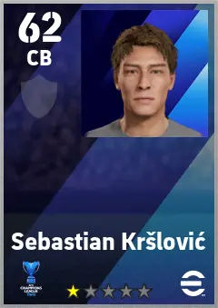 Sebastian Krslovic eFootball 2026 player card — 62 OVR CB