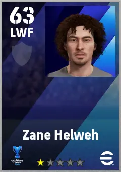 Zane Helweh eFootball 2026 player card — 63 OVR LWF