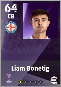 Liam Bonetig eFootball 2026 player card — 64 OVR CB
