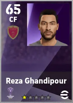 Reza Ghandipour eFootball 2026 player card — 65 OVR CF