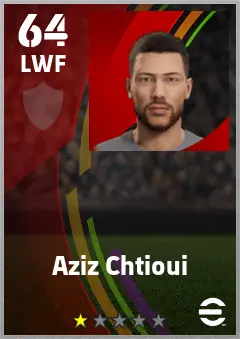 Aziz Chtioui eFootball 2026 player card — 64 OVR LWF