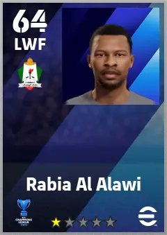 Rabia Al Alawi eFootball 2026 player card — 64 OVR LWF