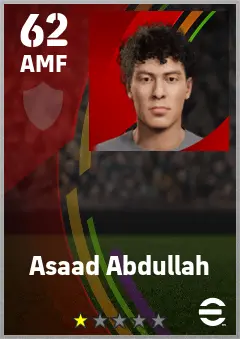Asaad Abdullah eFootball 2026 player card — 62 OVR AMF