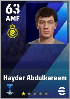 Hayder Abdulkareem eFootball 2026 player card — 63 OVR AMF
