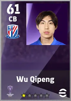 Wu Qipeng eFootball 2026 player card — 61 OVR CB