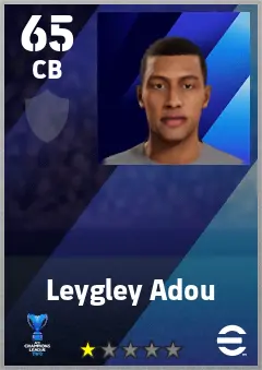 Leygley Adou eFootball 2026 player card — 65 OVR CB