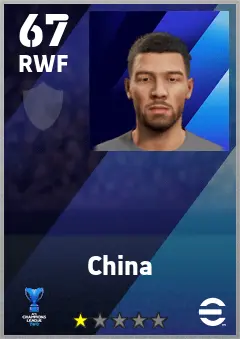 China eFootball 2026 player card — 67 OVR RWF