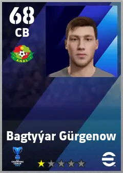 Bagtyyar Gurgenow eFootball 2026 player card — 68 OVR CB