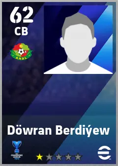 Dowran Berdiyew eFootball 2026 player card — 62 OVR CB