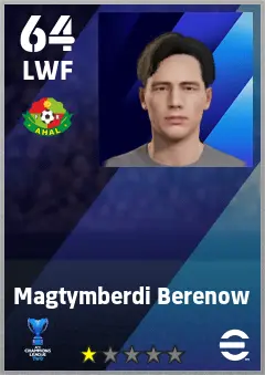 Magtymberdi Berenow eFootball 2026 player card — 64 OVR LWF