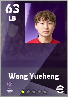 Wang Yueheng eFootball 2026 player card — 63 OVR LB