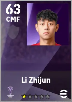 Li Zhijun eFootball 2026 player card — 63 OVR CMF